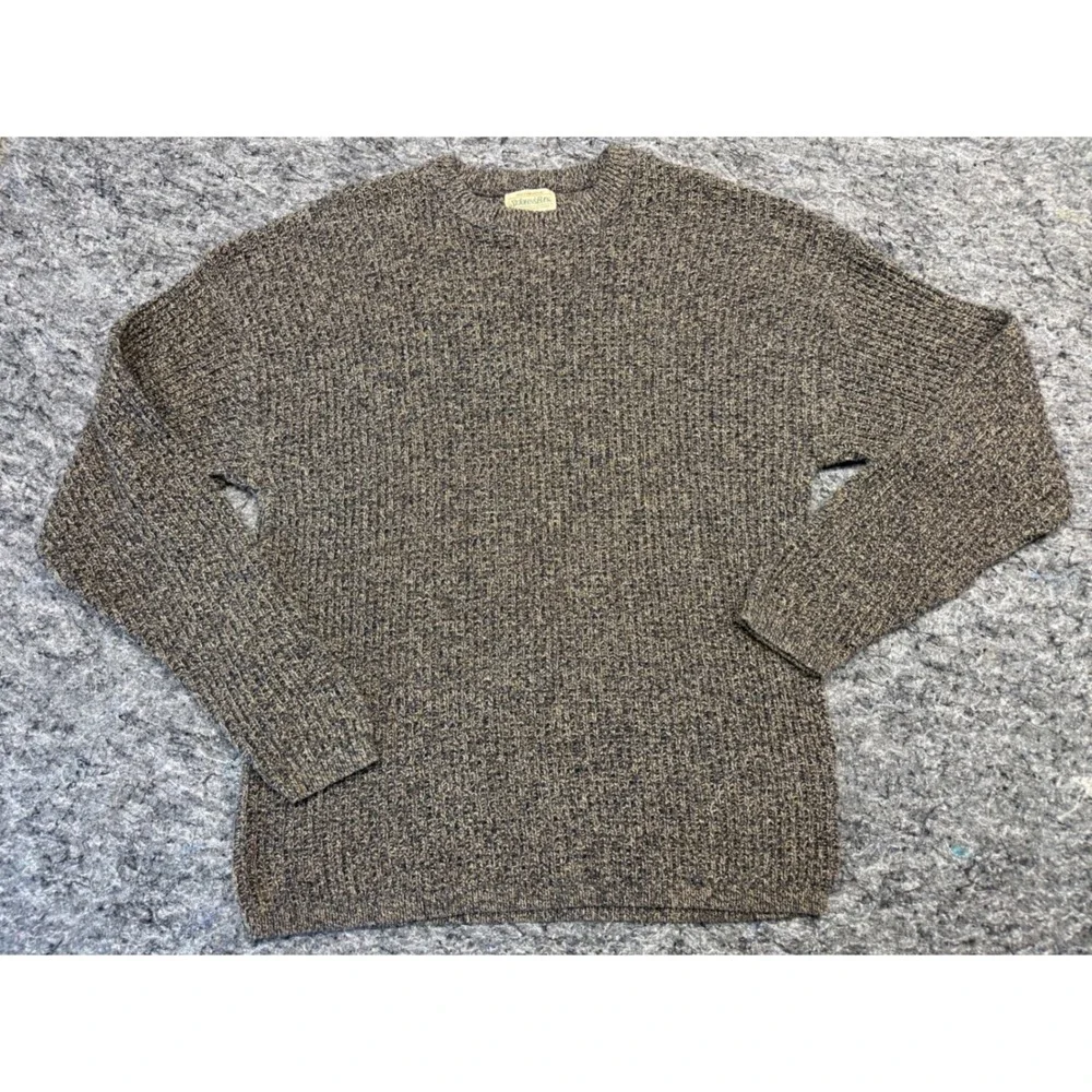 St Johns Bay Mens Large Tall Vintage Marled Knit Crewneck Sweater Brown Navy USA